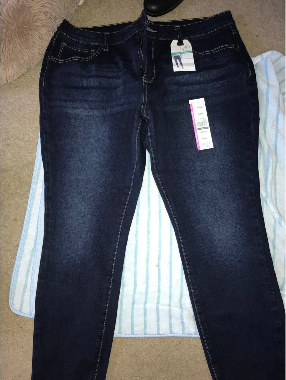 Time and Tru High Rise Skinny Jeans 16 Petite Dark Wash Stretch NWT